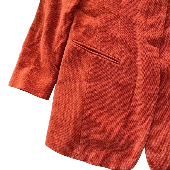 Vtg Emanuel Ungaro Chenille Collarless Buttoned Jacket Rust Orange Size US4 EU38 - Picture 3 of 9